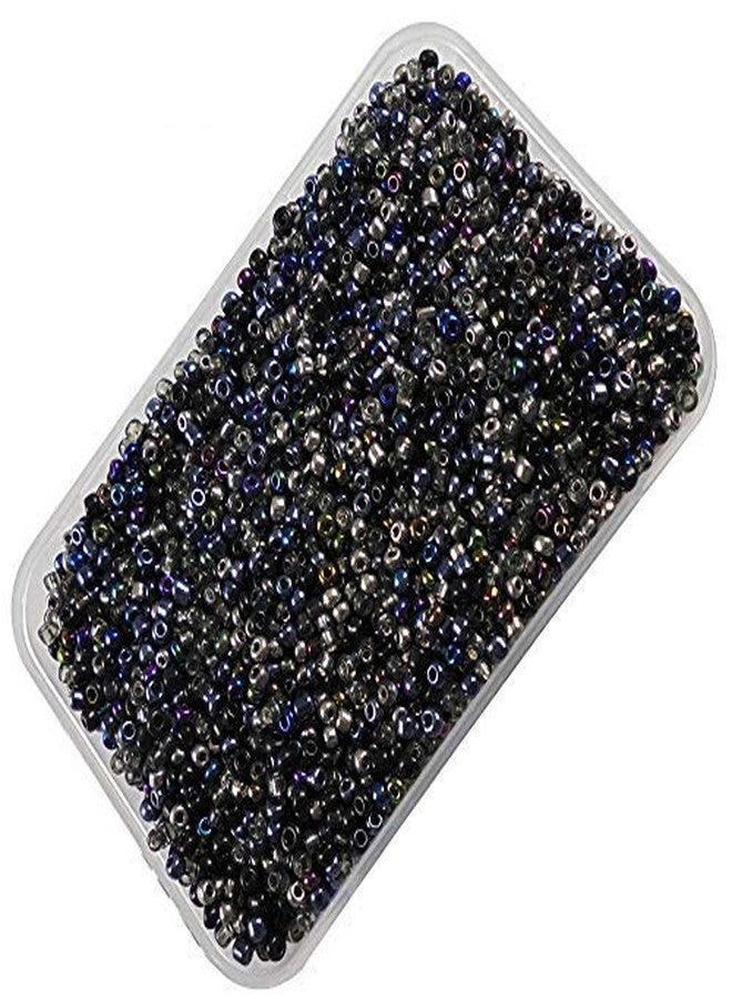 eshoppee 8/0 3 mm 200 gm Black Mix Color Glass Seed Beads for Jewellery Making kit Art and Crafts Materials for Embroidery Necklace Bracelet Earring Making Materials DIY kit (Black Mix Color) - Image 1